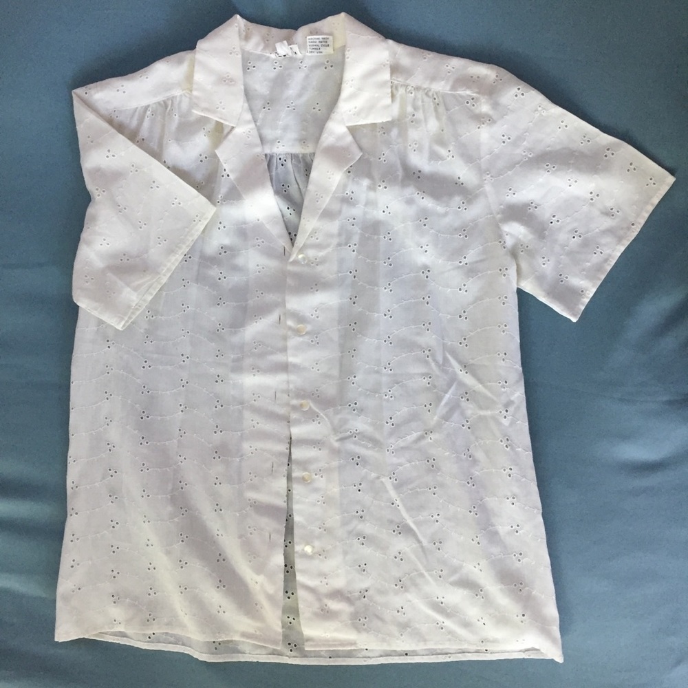 Vintage White Button Down Short Sleeve Blouse